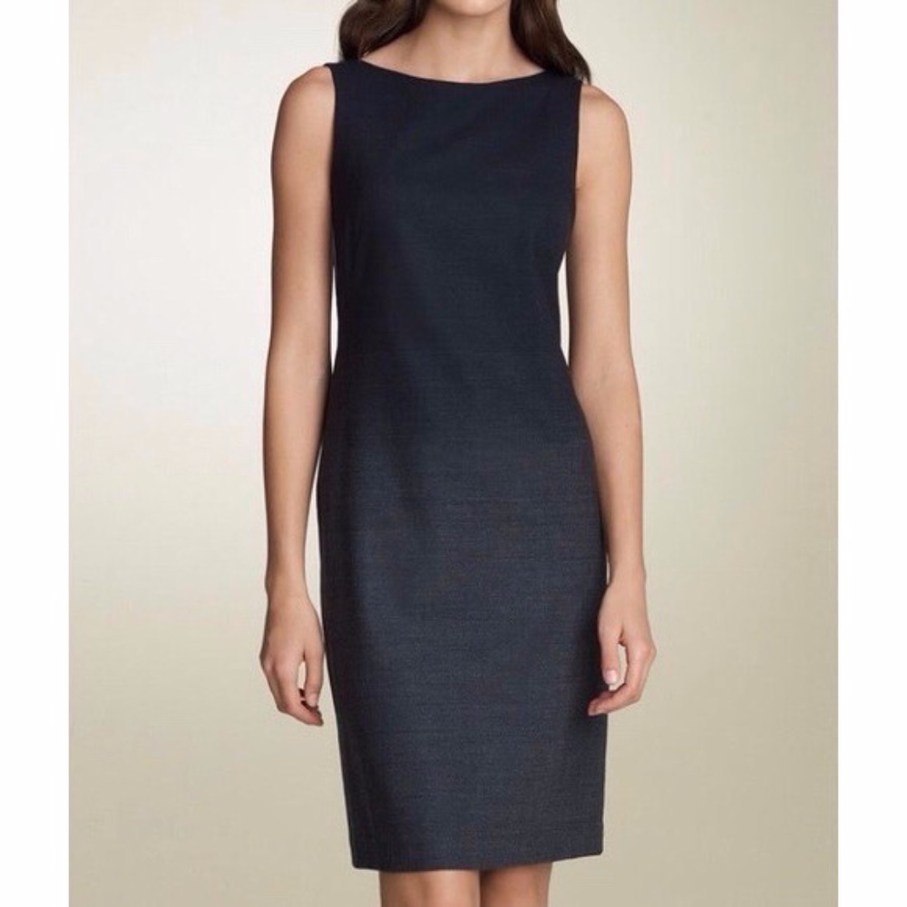 Theory Betty Ascend Ombre Shift Dress Bateau Neck